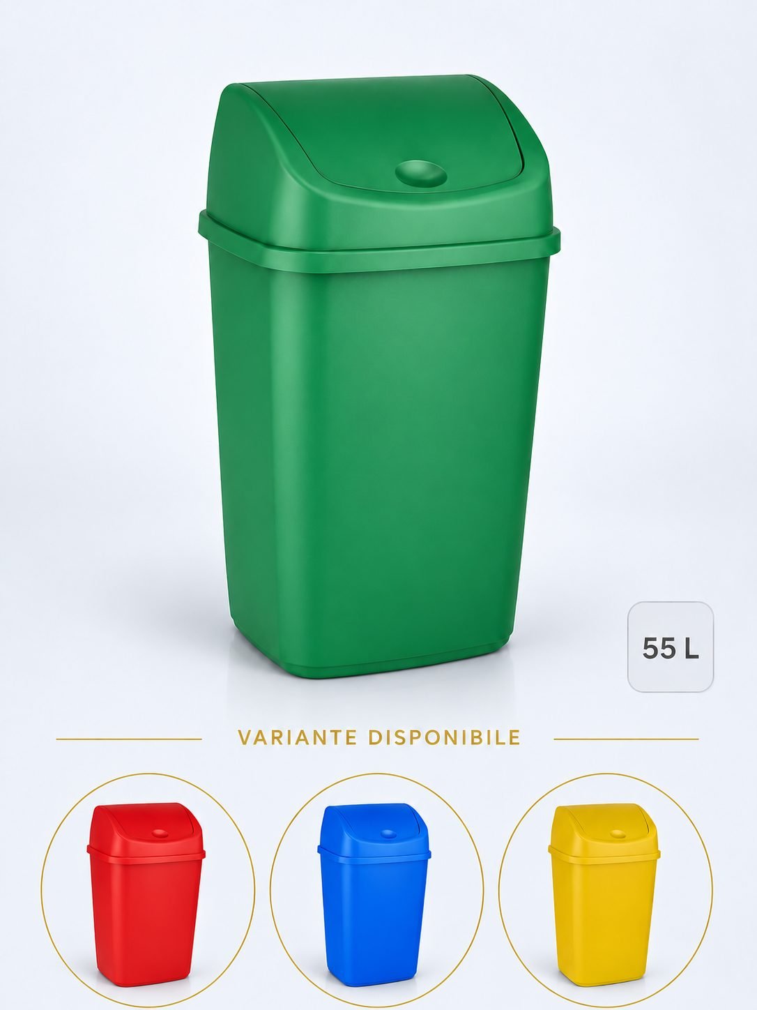 Cos de gunoi pt colectare selectiva deseuri din sticla, 55 litri, capac batant