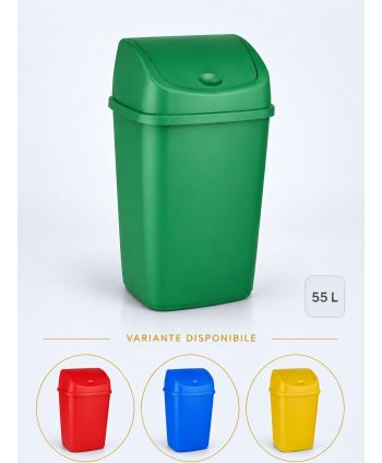 Cos de gunoi pt colectare selectiva deseuri din sticla, 55 litri, capac batant