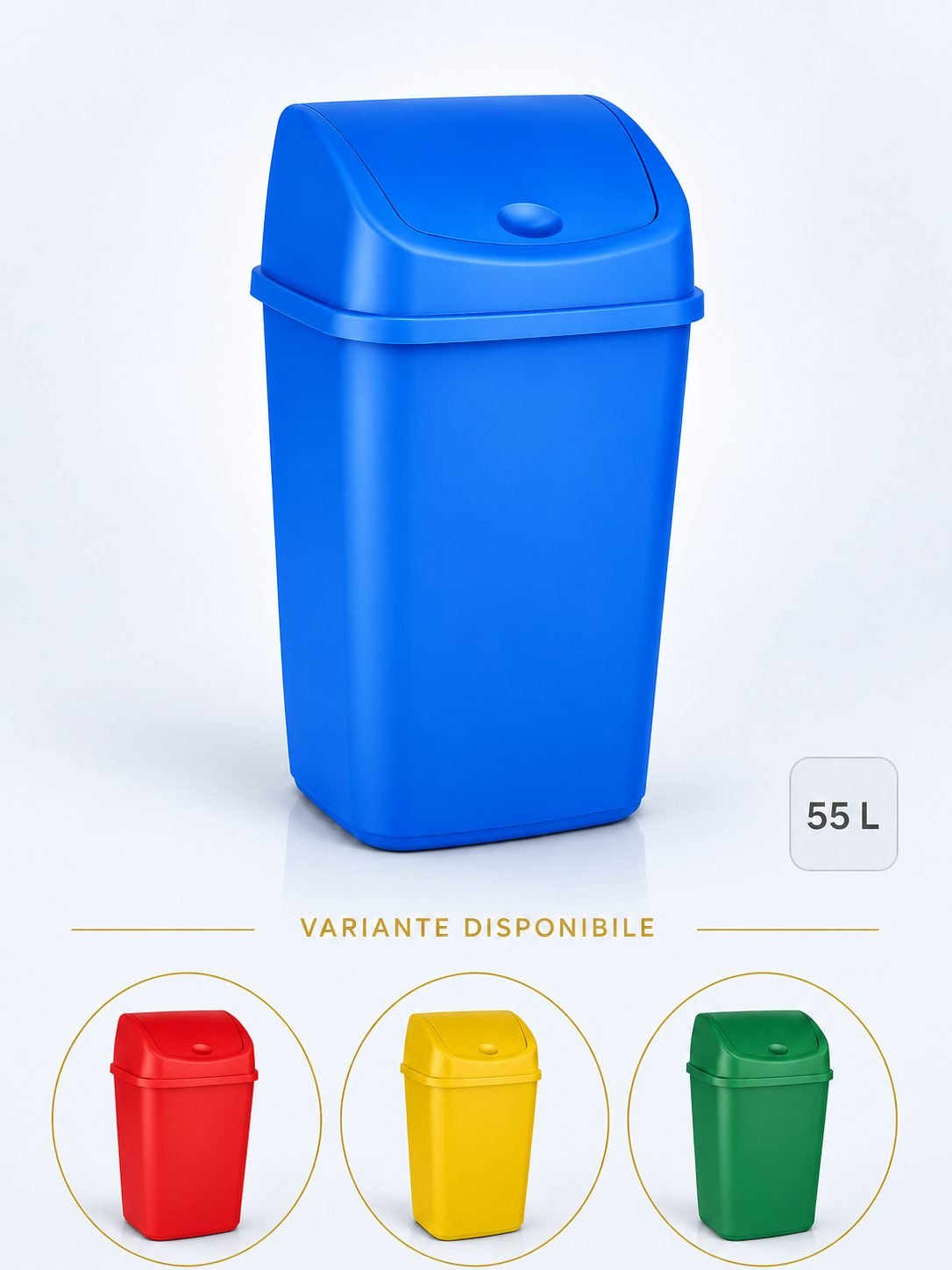 Cos de gunoi pt colectare selectiva deseuri din hartie, 55 litri, capac batant