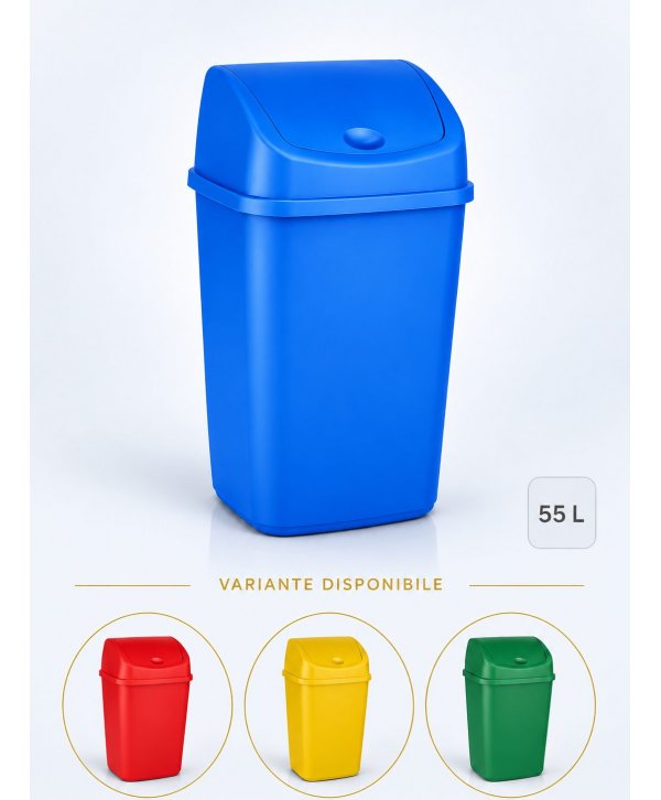 Cos de gunoi pt colectare selectiva deseuri din hartie, 55 litri, capac batant