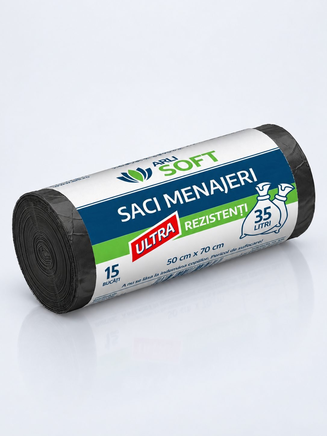 Saci Menajeri 35 Litri ArliSoft® 15 buc/rola Ultra Rezistenți – Performanță și Durabilitate pentru Gestionarea Deșeurilor