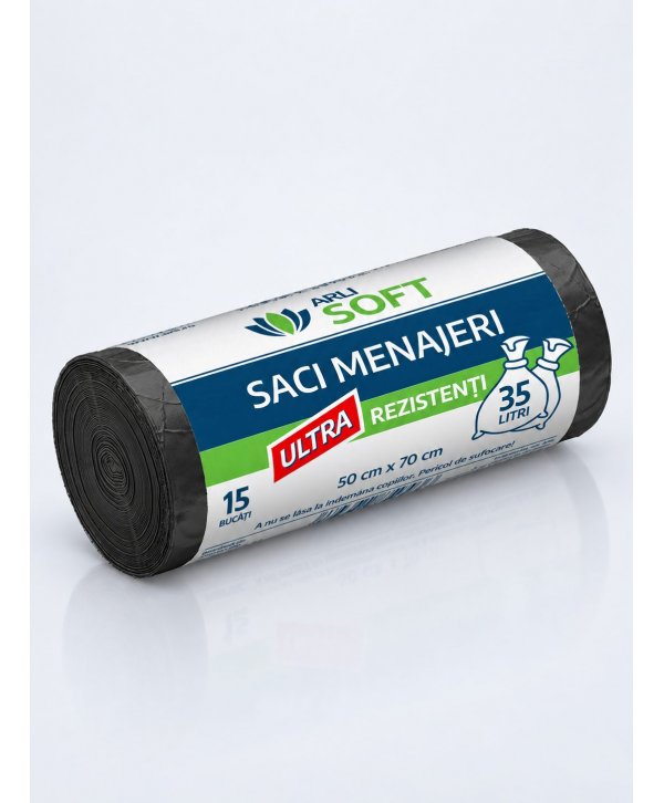 Saci Menajeri 35 Litri ArliSoft® 15 buc/rola Ultra Rezistenți – Performanță și Durabilitate pentru Gestionarea Deșeurilor Saci Menajeri 35 Litri ArliSoft® 15 buc/rola Ultra Rezistenți – Performanță și Durabilitate pentru Gestionarea Deșeurilor