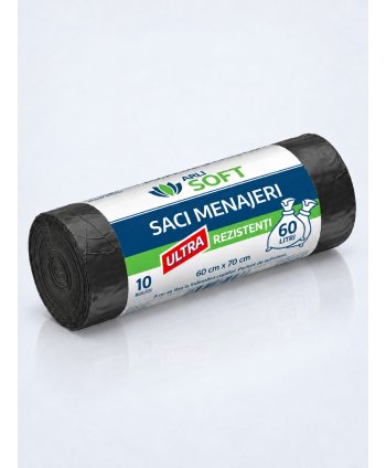 Saci Menajeri 60 Litri ArliSoft® 10 buc/rola Ultra Rezistenți – Soluția Ideală pentru Deșeuri Voluminoase si Grele