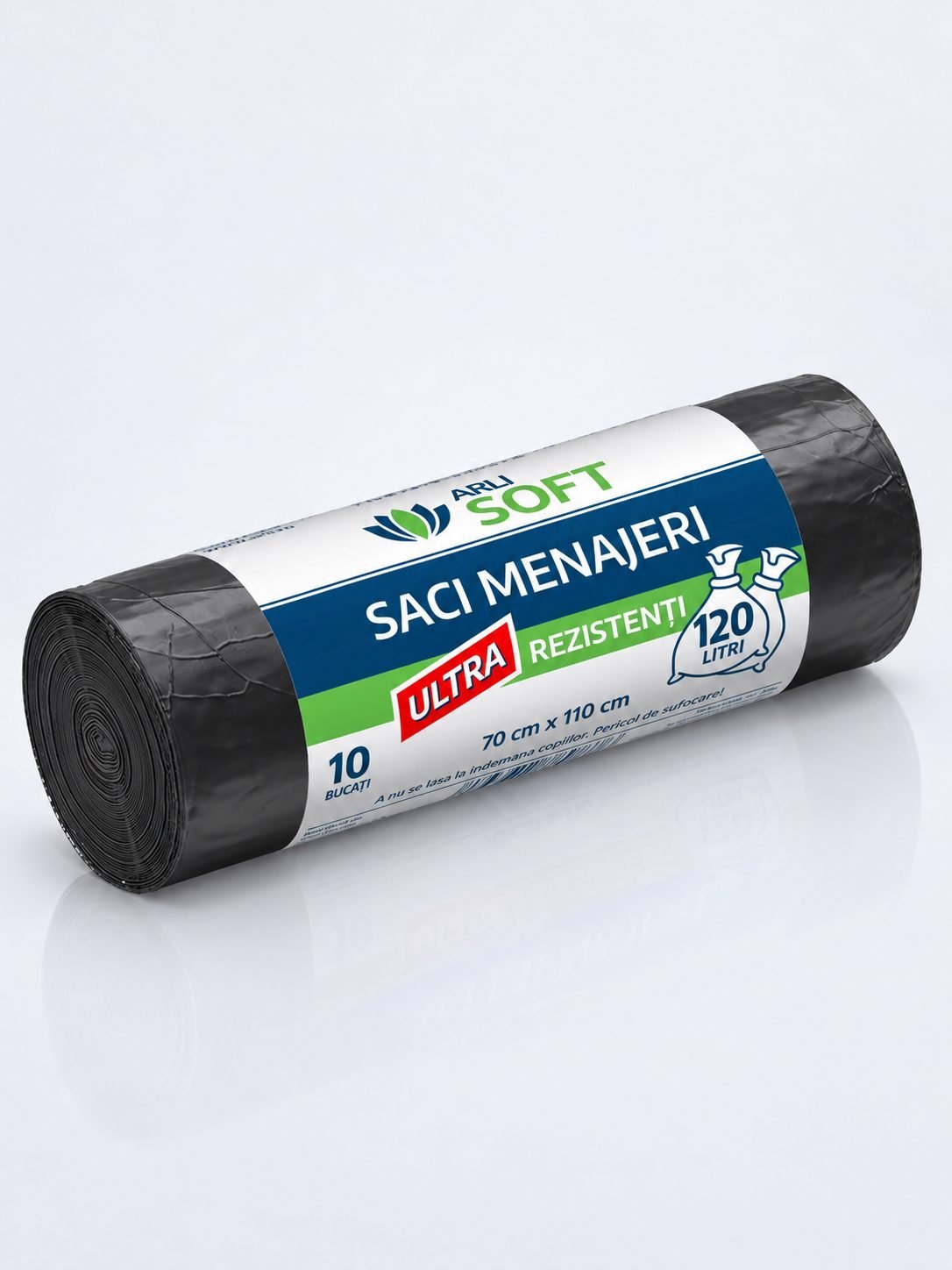 Saci Menajeri 120 Litri ArliSoft® 10 buc/rola Ultra Rezistenți – Capacitate și Durabilitate pentru Deșeuri Voluminoase
