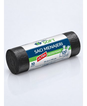 Saci Menajeri 120 Litri ArliSoft® 10 buc/rola Ultra Rezistenți – Capacitate și Durabilitate pentru Deșeuri Voluminoase