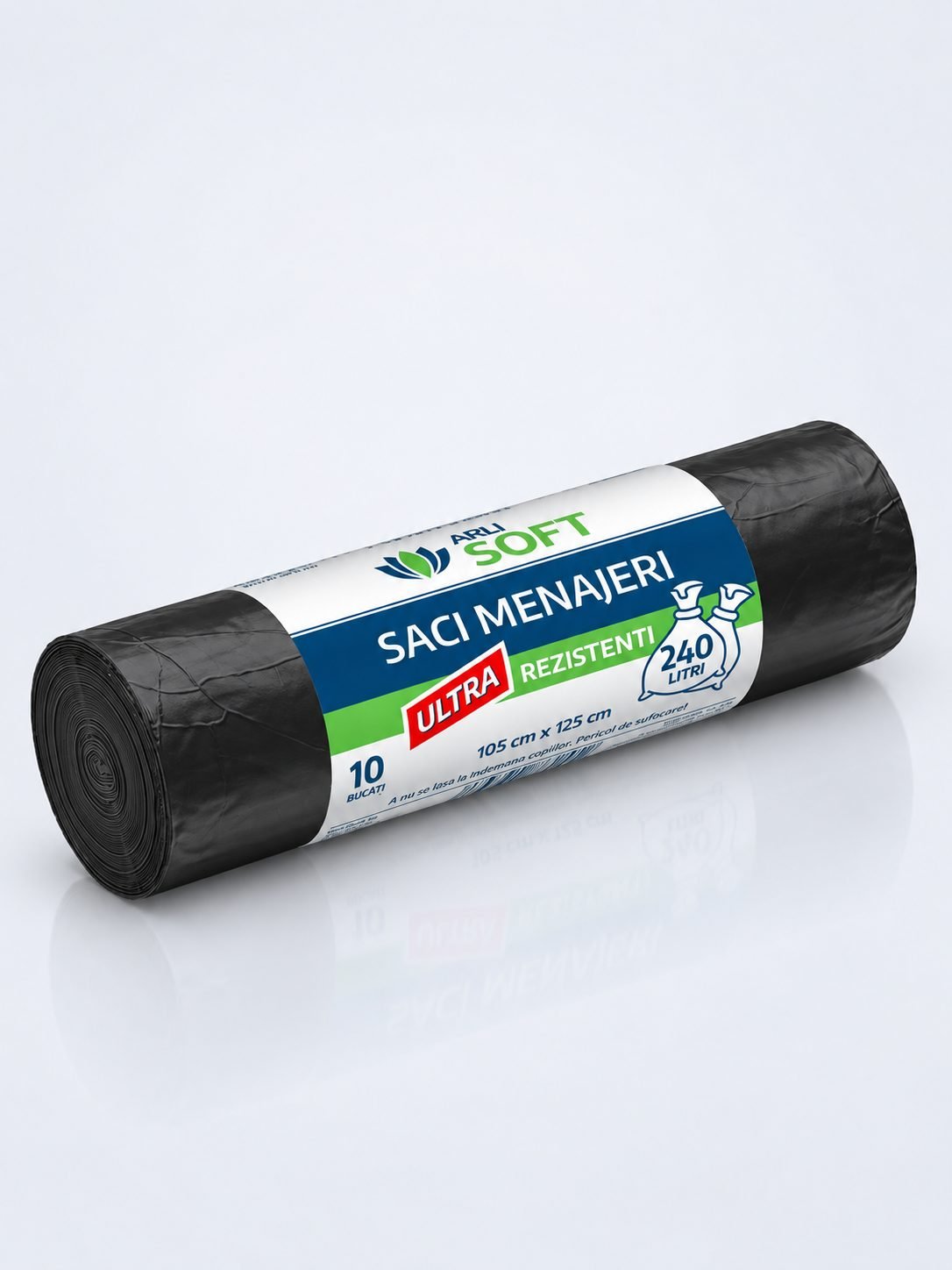Saci Menajeri 240 Litri ArliSoft® 10 buc/rola Ultra Rezistenți – Capacitate Maximă și Durabilitate pentru Deșeuri Mari