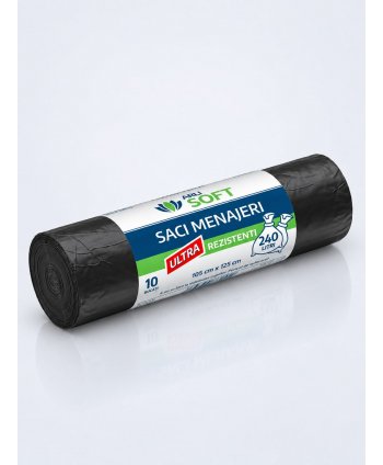 Saci Menajeri 240 Litri ArliSoft® 10 buc/rola Ultra Rezistenți – Capacitate Maximă și Durabilitate pentru Deșeuri Mari