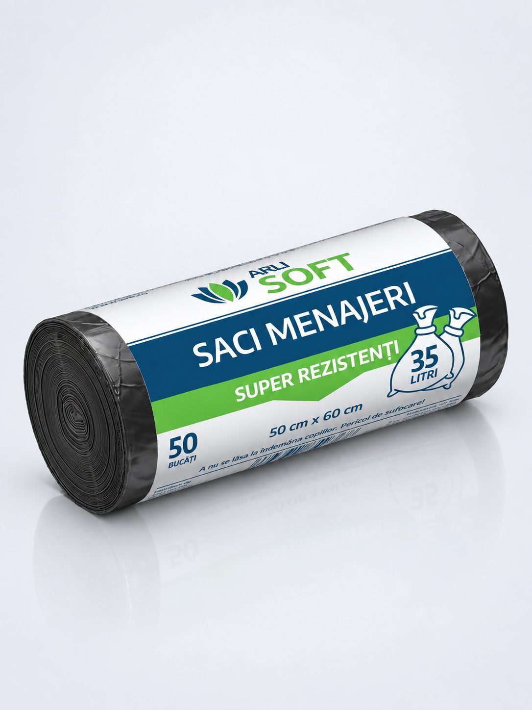 Saci Menajeri 35 Litri ArliSoft® 50buc/rola - Super Rezistență și Versatilitate pentru Gestionarea Deșeurilor