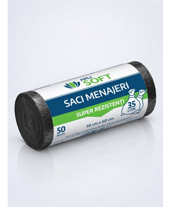 Saci Menajeri 35 Litri ArliSoft® 50buc/rola - Super Rezistență și Versatilitate pentru Gestionarea Deșeurilor Saci Menajeri 35 Litri ArliSoft® 50buc/rola - Super Rezistență și Versatilitate pentru Gestionarea Deșeurilor