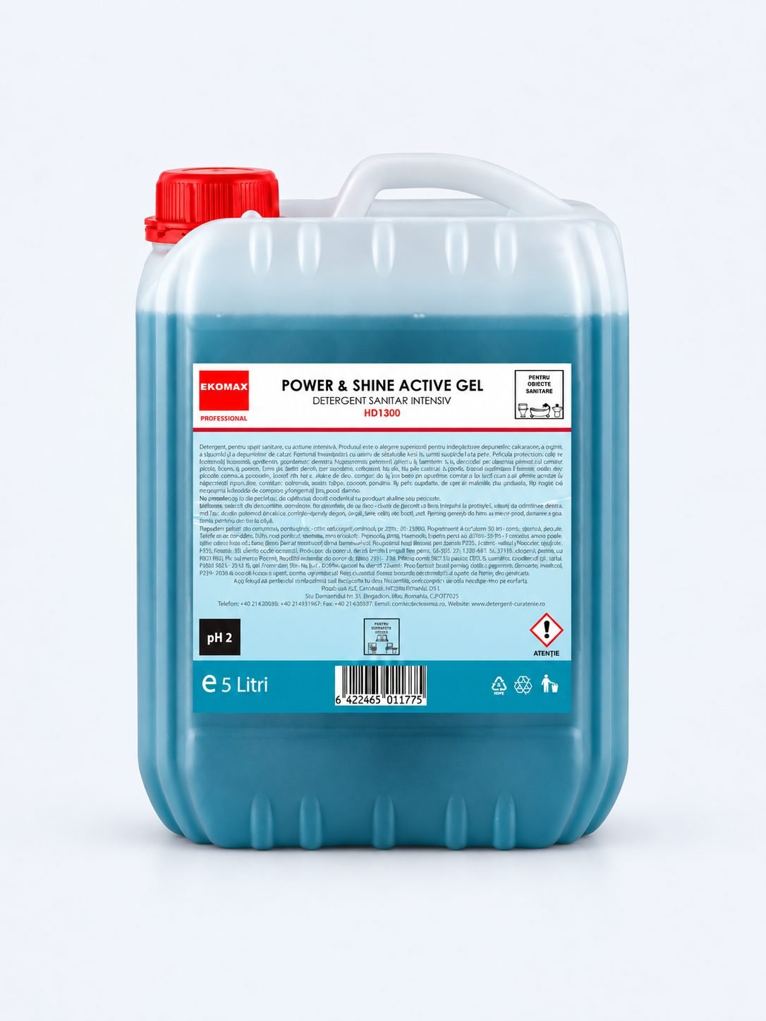 Power Shine Active Gel – Detergent Profesional pentru Obiecte și Suprafețe Sanitare, 5L