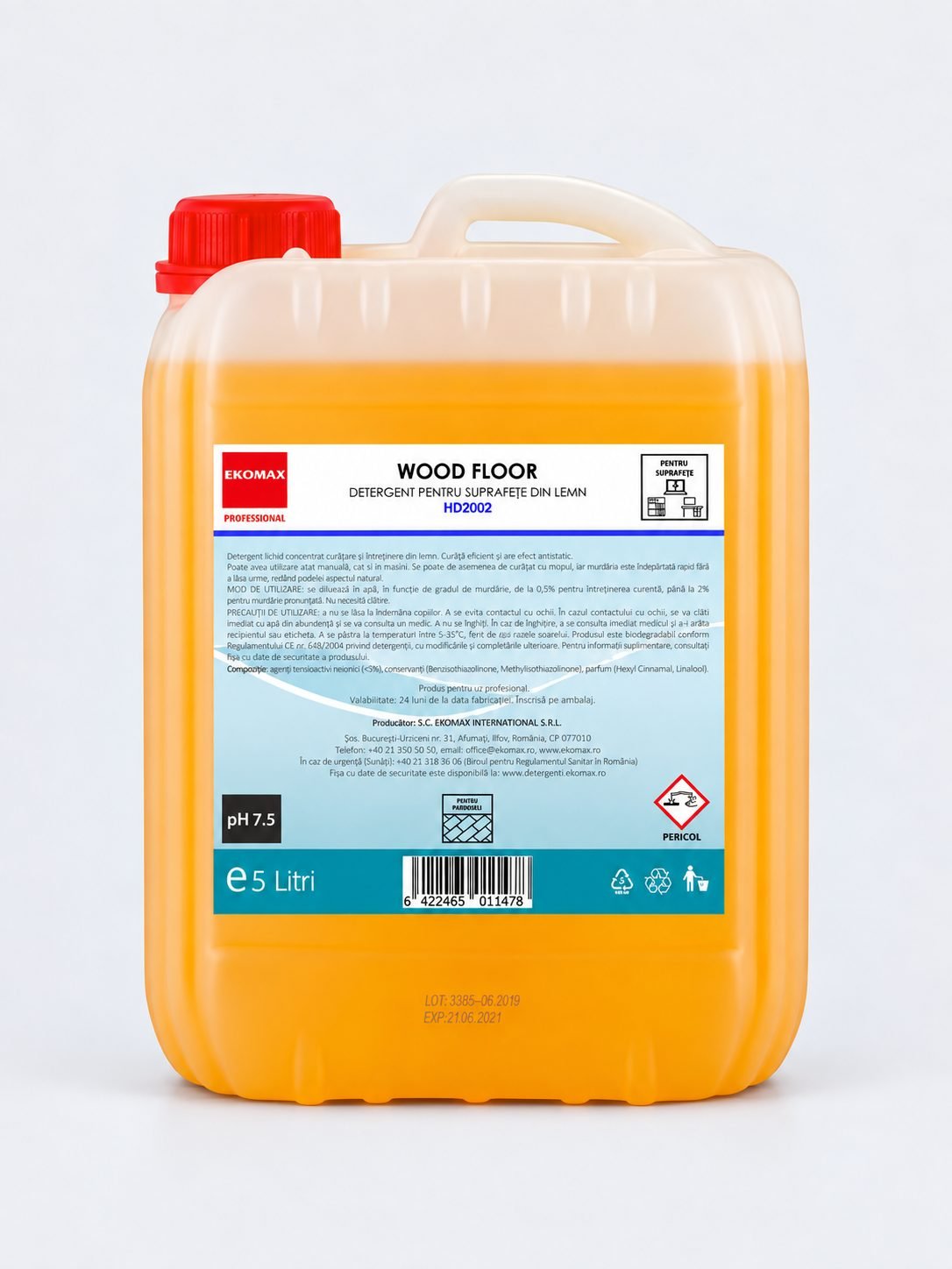Ekomax Wood Floor 5L – Detergent Lichid cu Efect Antistatic pentru Suprafețe din Lemn