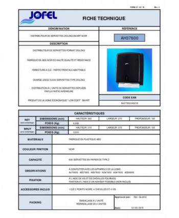 Dispenser Prosoape Pliate Jofel SMART Negru – Eleganță și Funcționalitate pentru Spații Moderne
