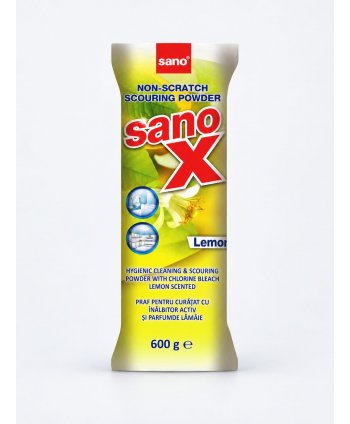 Sano X Lemon Refill 600 gr – Praf de Curățat cu Înălbitor Activ, Strălucire și Prospețime Citrică