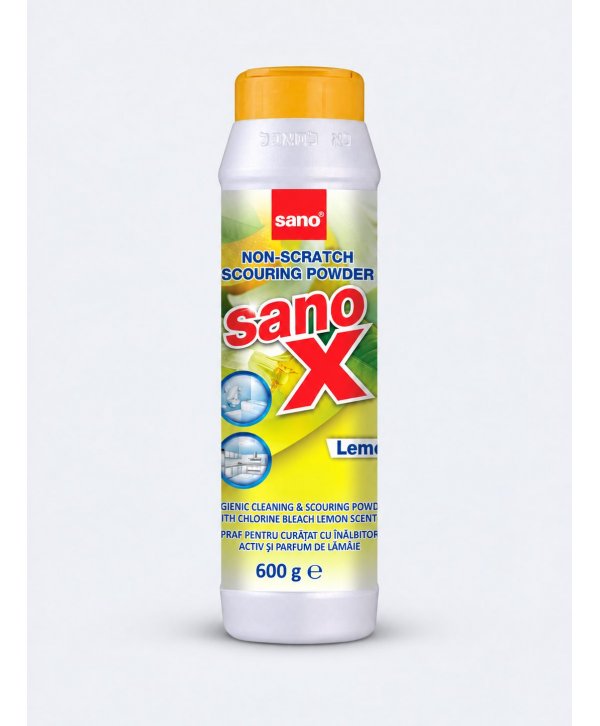 Sano X Lemon 600 gr – Praf de Curățat cu Înălbitor Activ, Strălucire și Prospețime Citrică