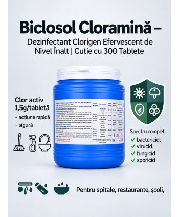 Biclosol – Dezinfectant Clorigen Efervescent de Nivel Înalt cu Spectru Larg de Actiune – 300 Tablete