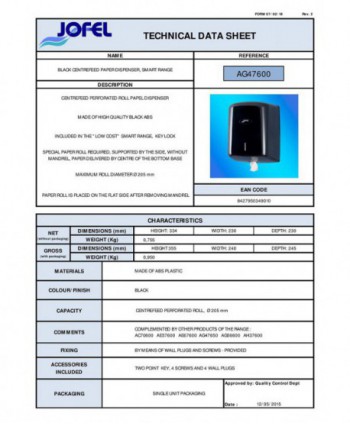 Dispenser Rolă Prosop Hartie Jofel Elegance Black – Soluția Ideală pentru Igienă și Stil în Spațiile Publice și Comerciale