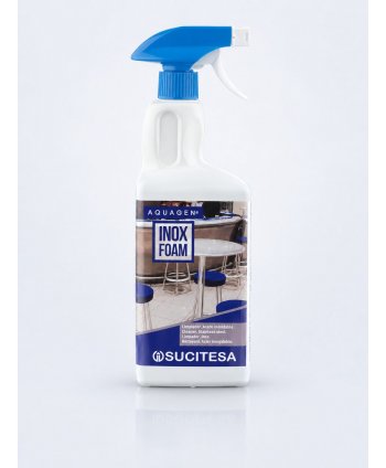 Aquagen Inox Foam 1L – Detergent Profesional pentru Inox, Acreditat H.A.C.C.P., Curăță și Protejează Suprafețele Metalice