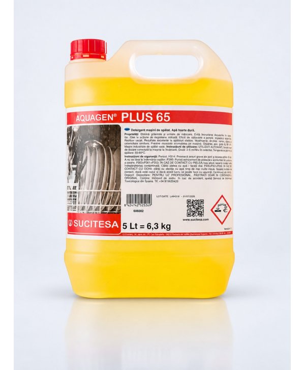 Aquagen Plus 65 – Detergent Profesional pentru Spălarea Vaselor în Apă Foarte Dură, 6,3 kg