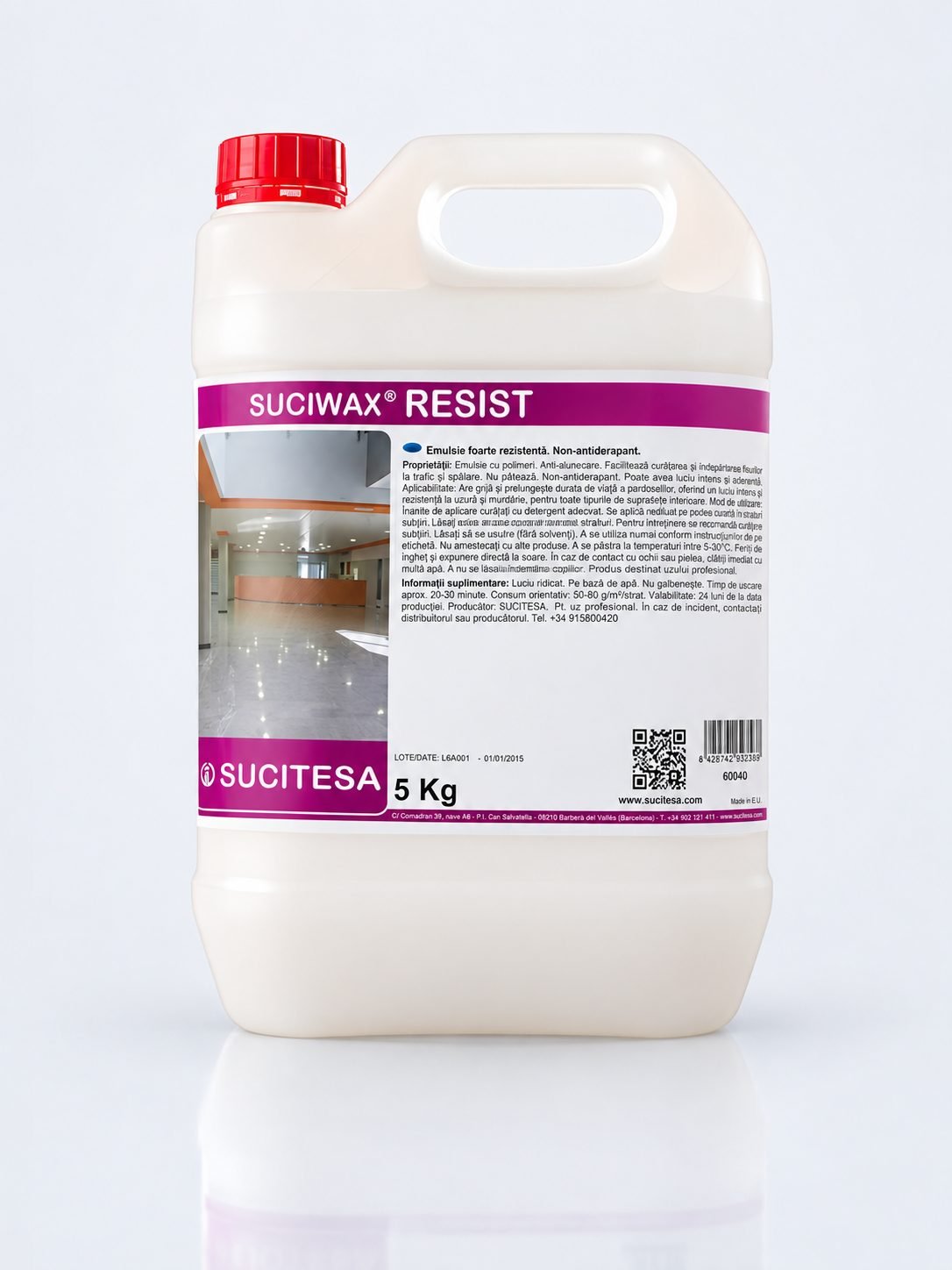Suciwax Resist 5 L – Emulsie Antiderapantă cu Poliuretan pentru Pardoseli Lavabile