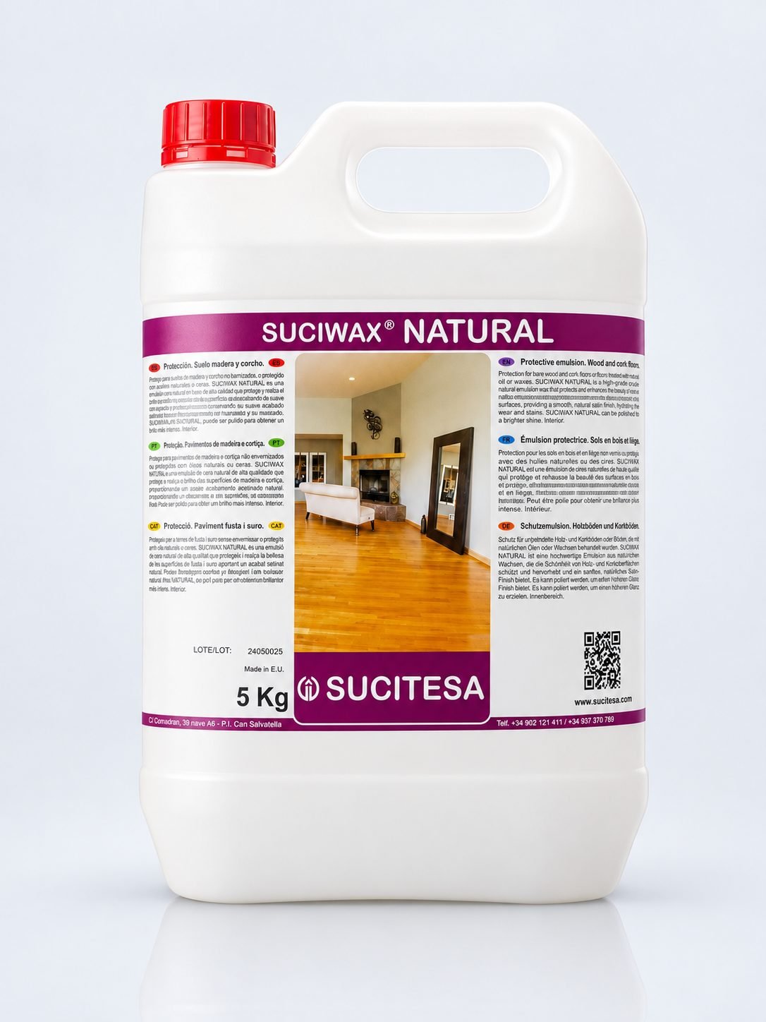 Suciwax Natural 5L - Emulsie profesională pentru protecția și întreținerea suprafețelor din lemn, parchet laminat și plută