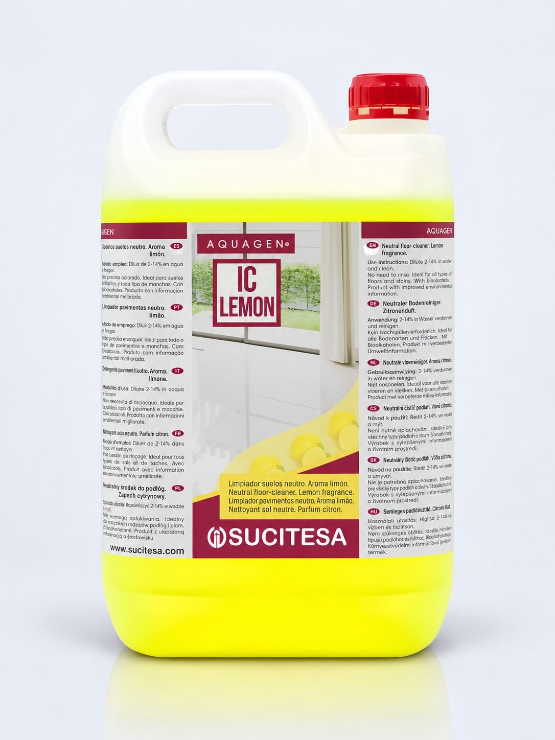 Aquagen IC Lemon – Detergent Profesional pentru Pardoseli cu Bio-Alcool și Parfum Revigorant de Lămâie