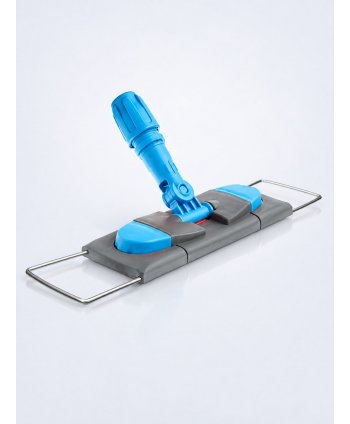 Suport metalic pentru mop plat profesional 40 cm, cu buzunare, albastru – Performanță și igienă pentru spațiile administrative