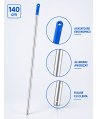 Maner Profesional din Aluminiu pentru Mopuri Compatibil cu Sistemele de Fixare cu Clema, Lungime 140 cm, Manson Albastru