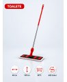 Set mop profesional roșu 40 cm, cu suport și mâner aluminiu 140 cm, pentru toalete