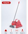 Set mop Kentucky roșu 200 g, cu suport tip clește și mâner aluminiu 140 cm, pentru toalete