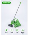 Set mop Kentucky verde 200 g, cu suport tip clește și mâner aluminiu 140 cm, pentru zone alimentare