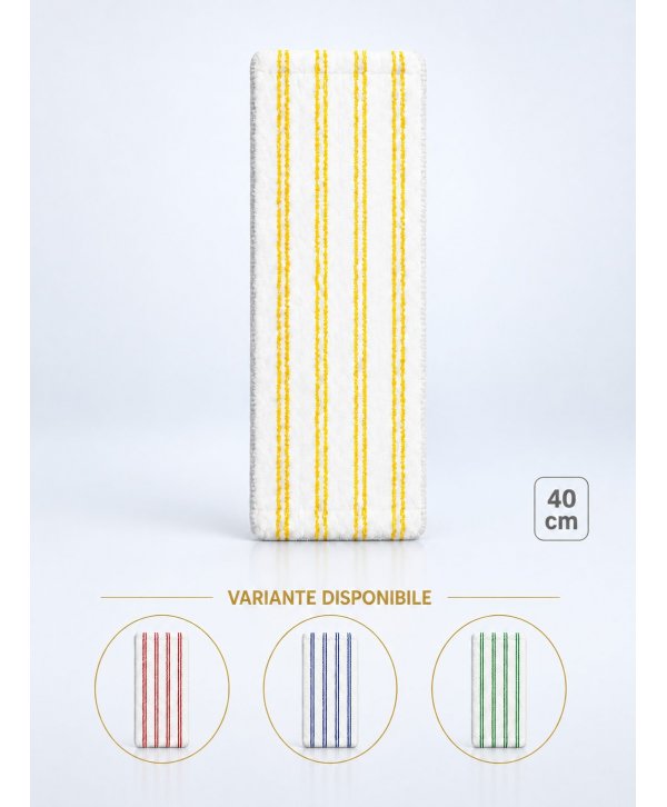 Mop profesional plat din microfibră 40 cm cu dungi galbene, urechi și buzunare, pentru bai, lavoare Mop profesional plat din microfibră 40 cm cu dungi galbene, urechi și buzunare, pentru bai, lavoare