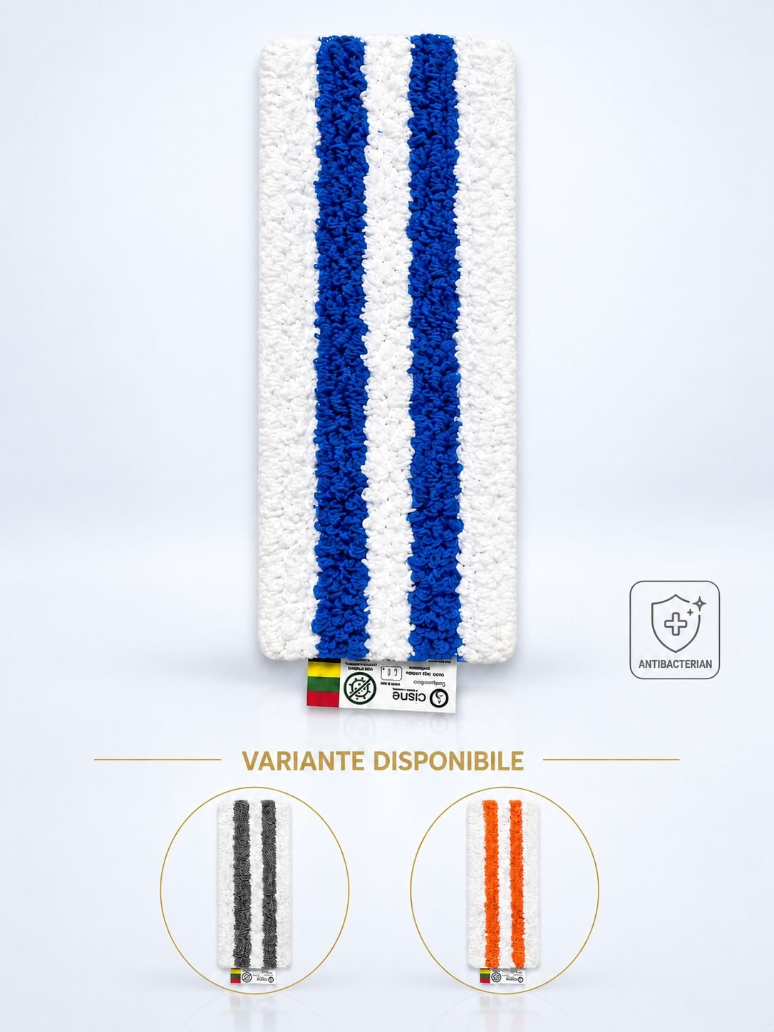Mop plat antibacterian albastru cu scai Velcro și codul culorilor pentru spitale