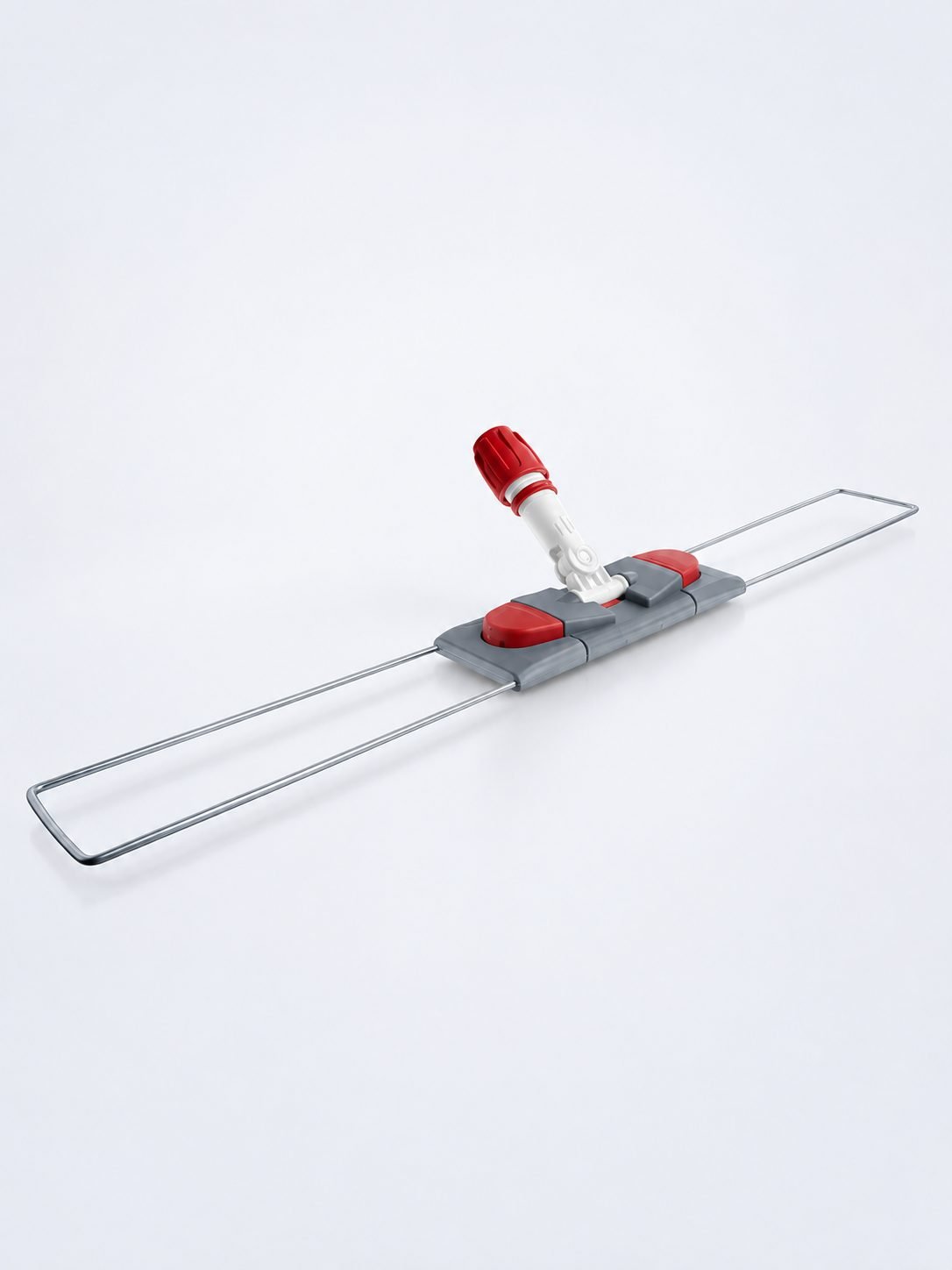 Suport metalic pentru mop plat cu buzunare, 80 cm, compatibil sistem B8, rotire 360°, conform normelor UE, rosu / gri