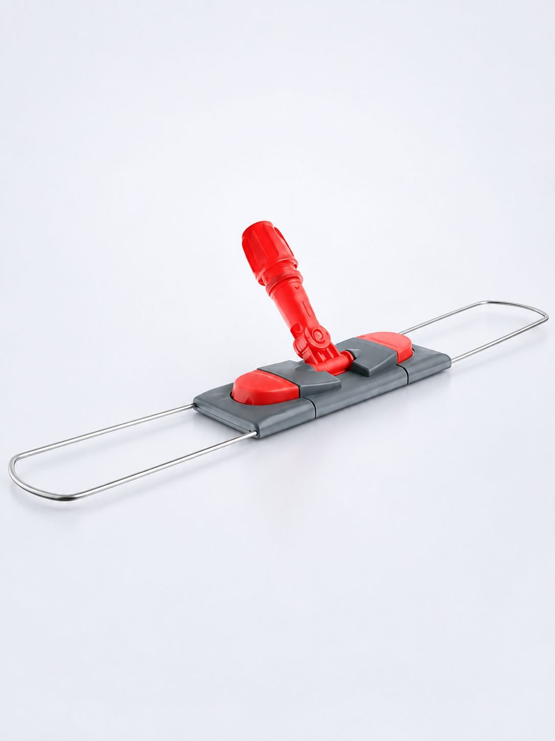 Suport metalic pentru mop plat cu buzunare, 60 cm, compatibil sistem B6, rotire 360°, conform normelor UE, rosu / gri