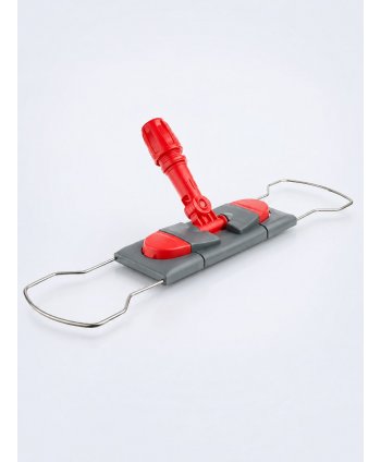 Suport metalic pentru mop plat cu buzunare, 50 cm, compatibil sistem B5, rotire 360°, conform normelor UE, rosu / gri