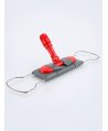 Suport metalic pentru mop plat cu buzunare, 50 cm, compatibil sistem B5, rotire 360°, conform normelor UE, rosu / gri