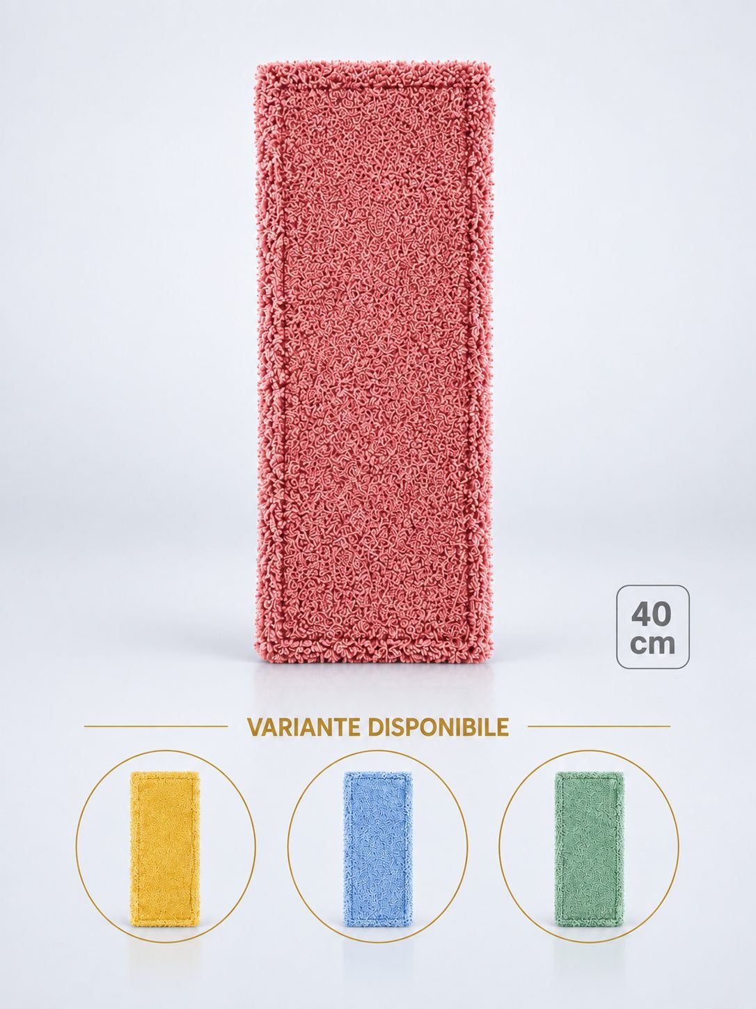 Mop profesional plat roșu 40 cm din microfibră, cu urechi și buzunare, pentru toalete
