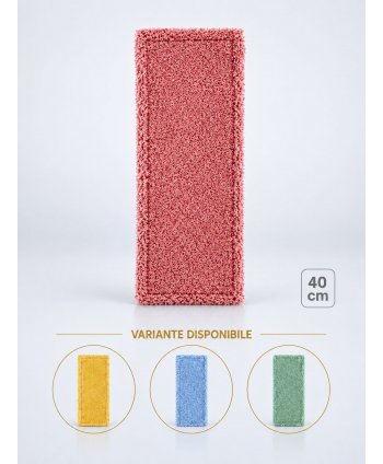 Mop profesional plat roșu 40 cm din microfibră, cu urechi și buzunare, pentru toalete