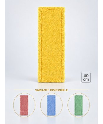 Mop profesional plat galben 40 cm din microfibră, cu urechi și buzunare, pentru lavoare