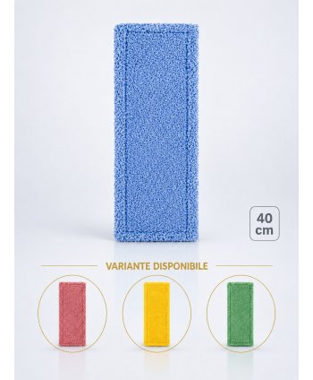 Mop profesional plat albastru 40 cm din microfibră, cu urechi și buzunare, pentru birouri