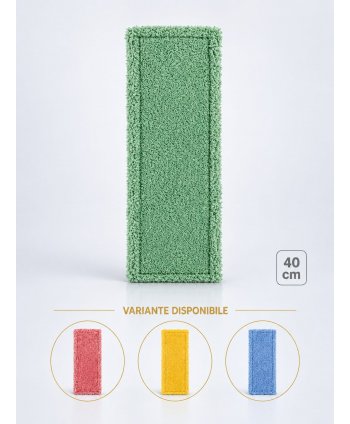 Mop profesional plat verde 40 cm din microfibră, cu urechi și buzunare, pentru bucătării