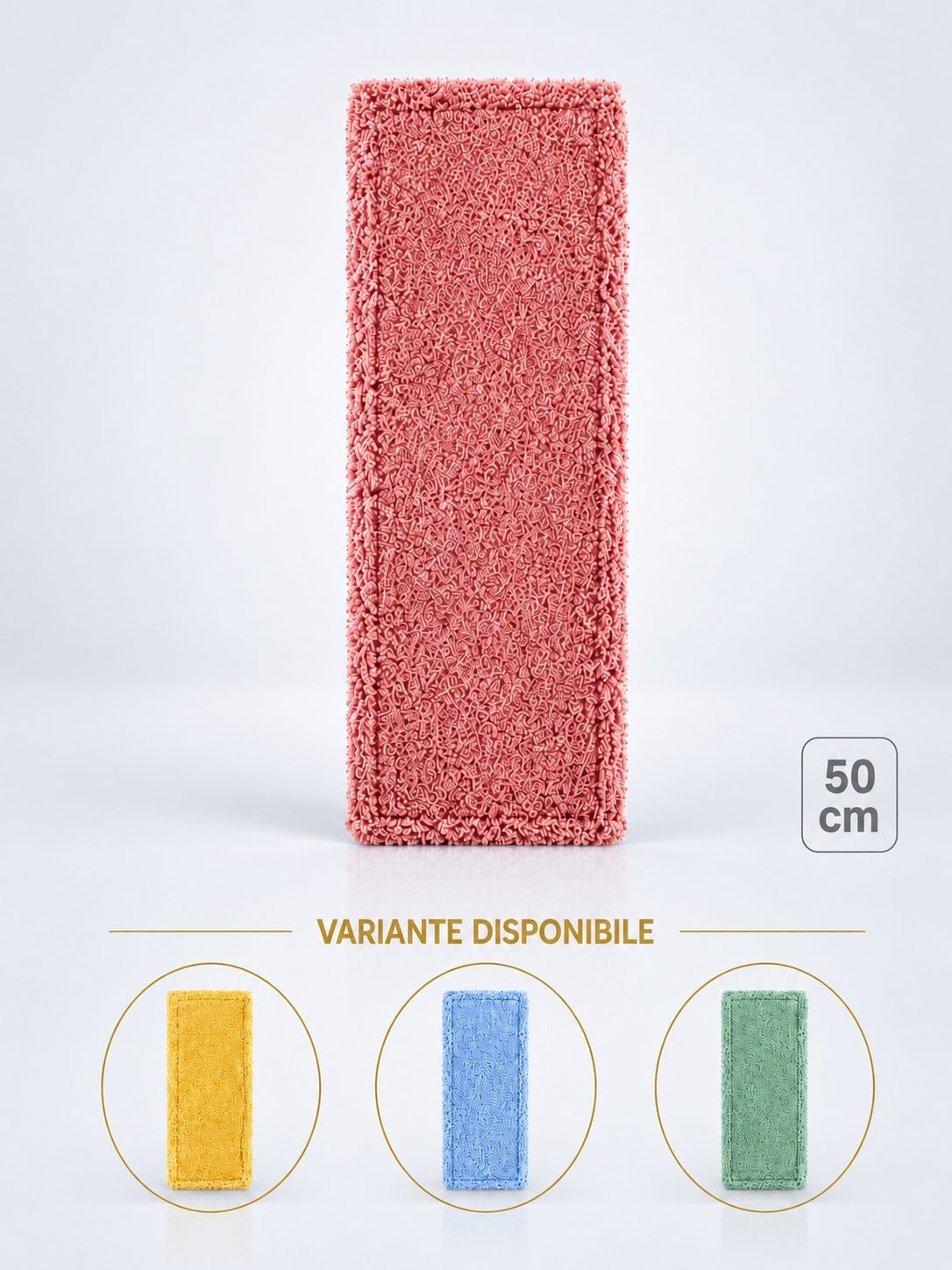 Mop profesional plat roșu 50 cm din microfibră, cu urechi și buzunare, pentru toalete
