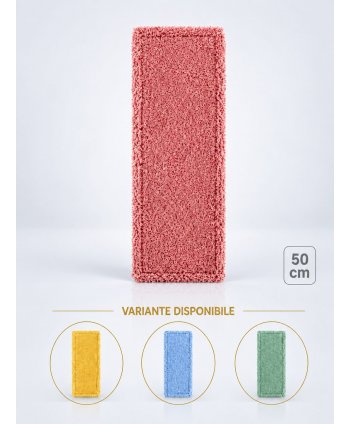 Mop profesional plat roșu 50 cm din microfibră, cu urechi și buzunare, pentru toalete