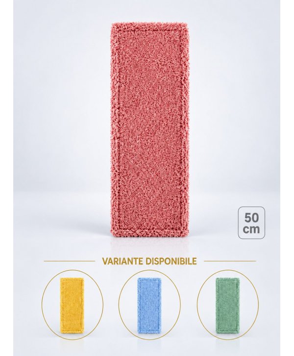 Mop profesional plat roșu 50 cm din microfibră, cu urechi și buzunare, pentru toalete