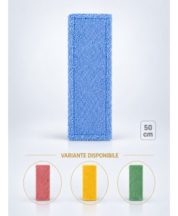 Mop profesional plat albastru 50 cm din microfibră, cu urechi și buzunare, pentru birouri