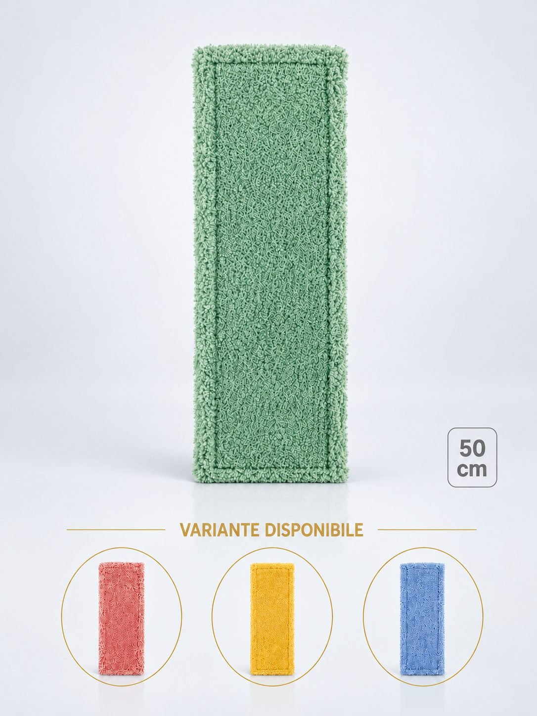 Mop profesional plat verde 50 cm din microfibră, cu urechi și buzunare, pentru bucătării