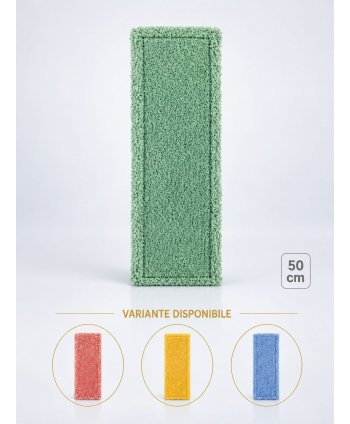 Mop profesional plat verde 50 cm din microfibră, cu urechi și buzunare, pentru bucătării
