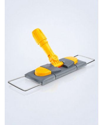 Suport metalic pentru mop plat profesional 40 cm, cu buzunare, galben – Igienă optimizată pentru băi și suprafețe sanitare