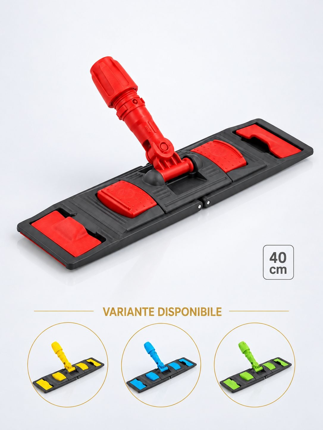 Suport mop profesional plat roșu 40 cm, fixare cu urechi, pentru toalete