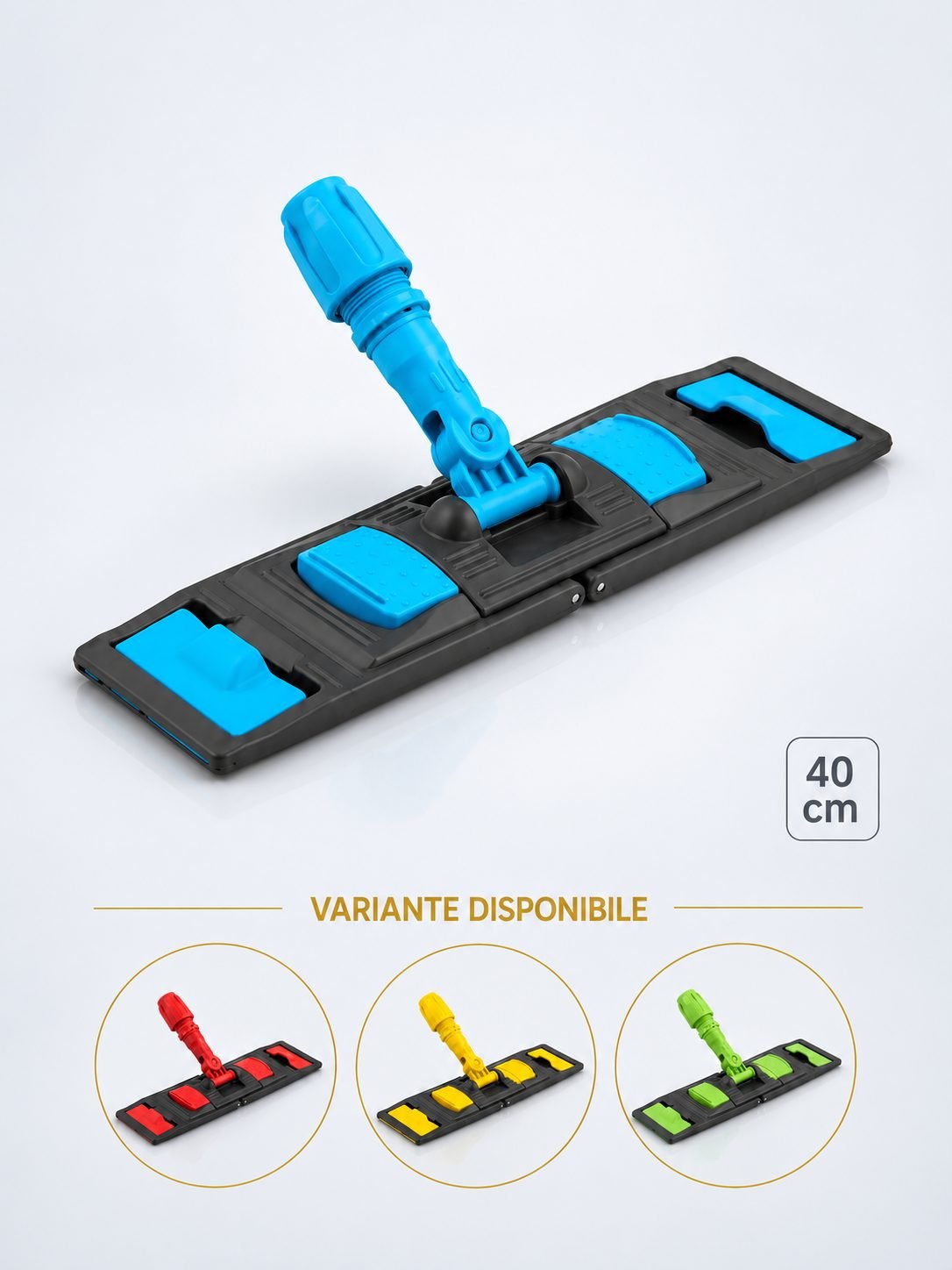 Suport mop profesional plat albastru 40 cm, fixare cu urechi, pentru birouri